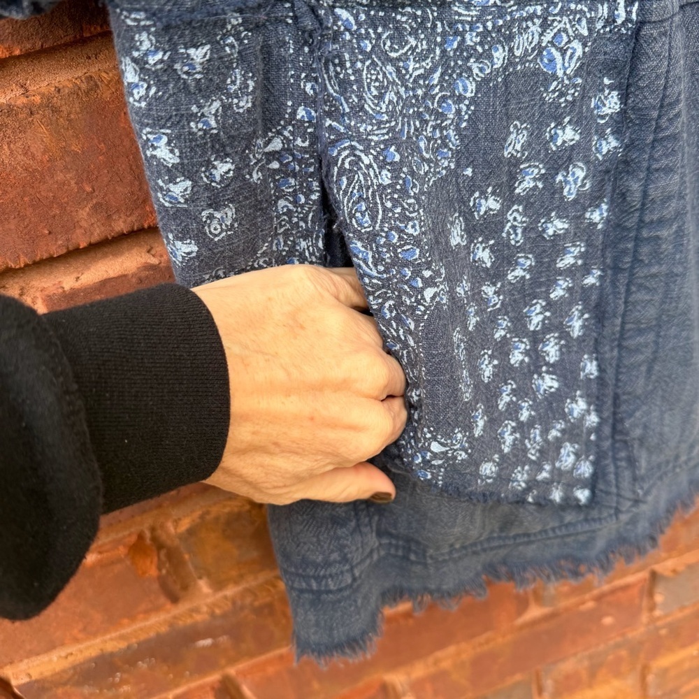 Anthropologie Pilcro Denim Kimono Jacket Open Front Drapey Boho oversized - Picture 6 of 11
